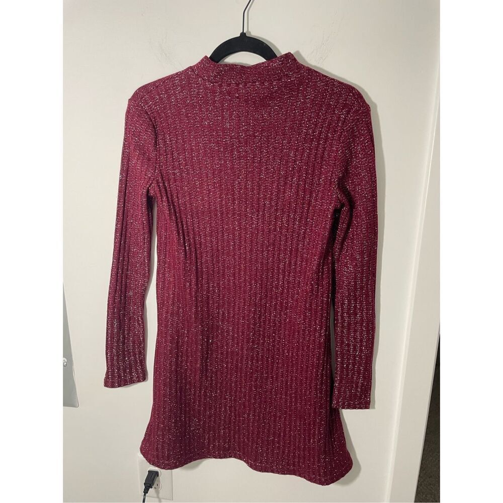 NWT Urban Outfitters Wine Burgundy Shimmer Mock Neck Long Sleeve Dress - Picture 9 of 9